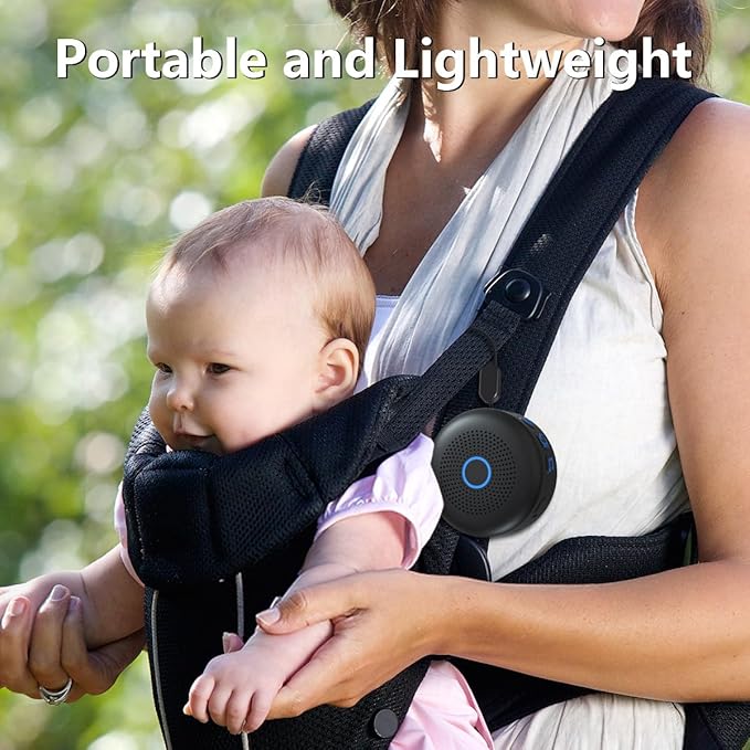 Sleepbox Portable White Noise Sound Machine 30 Soothing Sounds Rechargeable Battery Small for Travel 32 Volume Control Noise Canceling Sleep Machine Sound Therapy for Baby Kids Adults (Black)