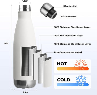 MEWAY 17oz Sport Water Bottle 8 Pack Vacuum Insulated Stainless Steel Sport - Image 2