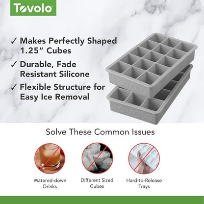 Tovolo Silicone Ice Cube Tray Oyster Gray Pack of 2 BPA Free Ice Tray Mold - Image 3