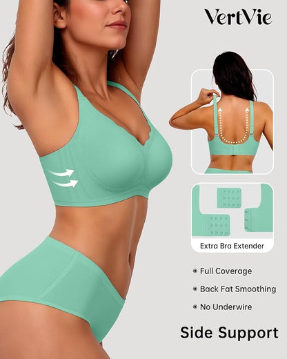 Vertvie Womens Seamless Bras No Underwire Supportive Wireless Push Up Full - Image 3