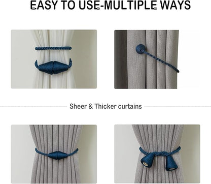 Magnetic Curtain Tiebacks 8 Pack Outdoor Rope Curtain Tie Backs Decorative - Image 5