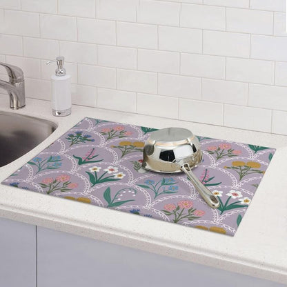 Vintage Flowers Dish Drying Mat 18x24 Inch, Microfiber Absorbent Fast Dry Mat - Image 6