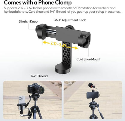 ULANZI Ombra Video Ⅱ Camera Tripod with Fluid Head, 61.5" Travel Tripod with 360° Rotated Arca Quick Release Plate, Portable Stand for Phone Camera Vlogging Video Shooting with Carry Bag Phone Clamp
