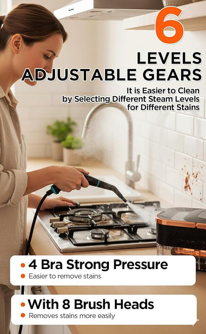 Steam Cleaner, 4 Bar High Pressure Steamer, 15s Fast Heat-Up, 6 Level - Image 4