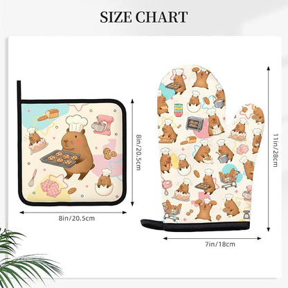 Capybara Gifts for Women, Funny Capybara Oven Mitt & Pot Holder Set, Heat - Image 2