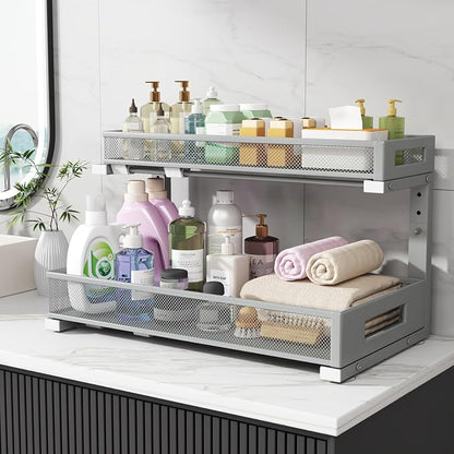 1 Pack 19IN Depth Under Sink Storage Organizer, Large 2-Tier Elegant Mesh Pull - Image 8