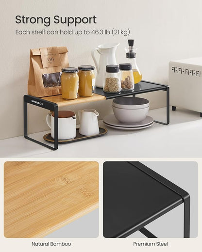 SONGMICS HOME Spice Racks, Expandable Cupboard Shelf Orgnizers, Kitchen Counter - Image 5