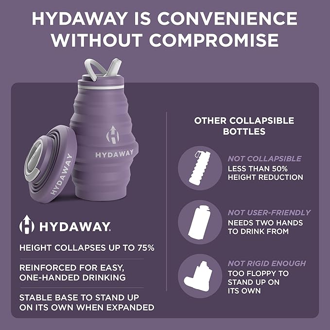 HYDAWAY 17oz Collapsible Water Bottle - BPA-Free, Leakproof, Lightweight, and Space-Saving - Perfect for Travel, Hiking, and Everyday Hydration
