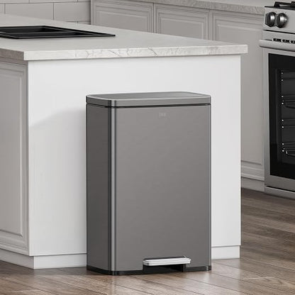 EKO Madison Gunmetal Stainless Steel 50 Liter/13.2 Gallon Step Trash Can - Image 9