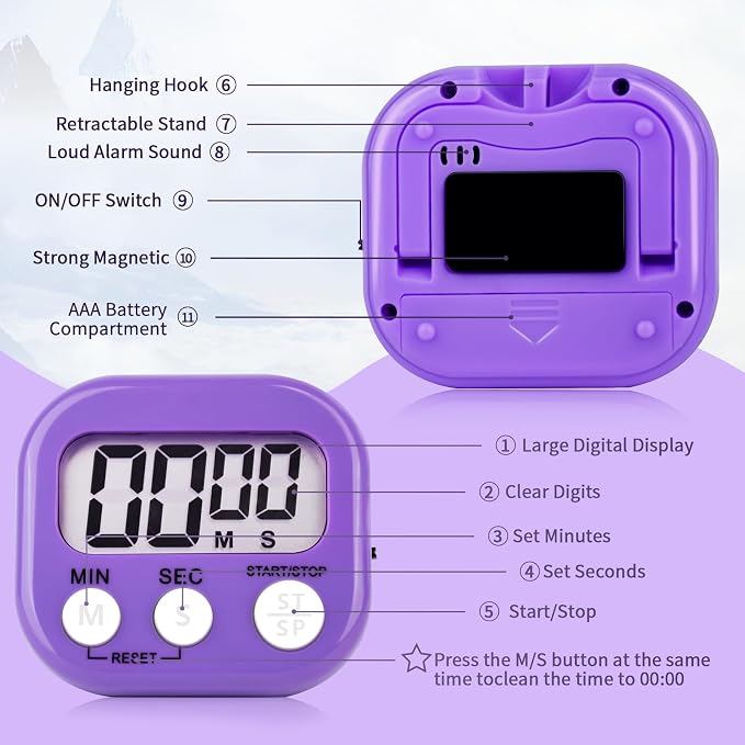 12 Pack Digital Kitchen Timer Magnetic Digital Timer - Image 4