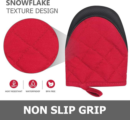Short Oven Mitts, Heat Resistant 500°F, Silicone Grip Kitchen Gloves, Non-Slip - Image 4