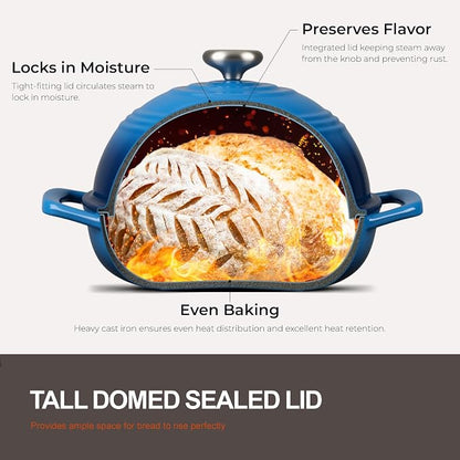 Overmont Enameled Cast Iron Bread Oven - 6QT Bread Dutch Oven - Image 4