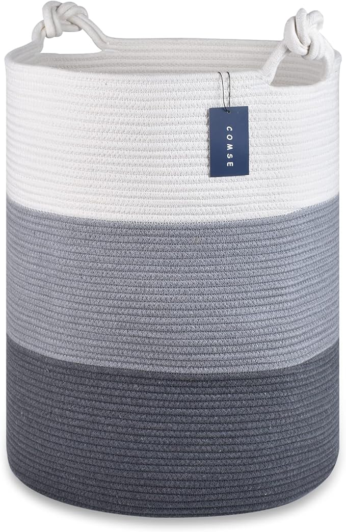 COMSE Laundry Hamper, Extra Large 15.7"x 21.7", Cotton Rope Basket by COMSE