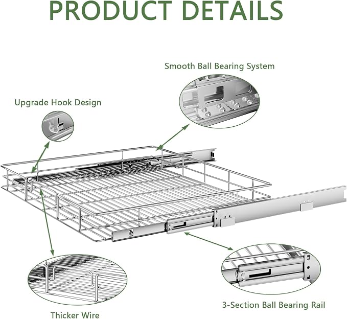 Pull Out Cabinet Organizer 28½" W x 21½" D, Heavy Duty Cabinet Pull Out Shelves - Image 7