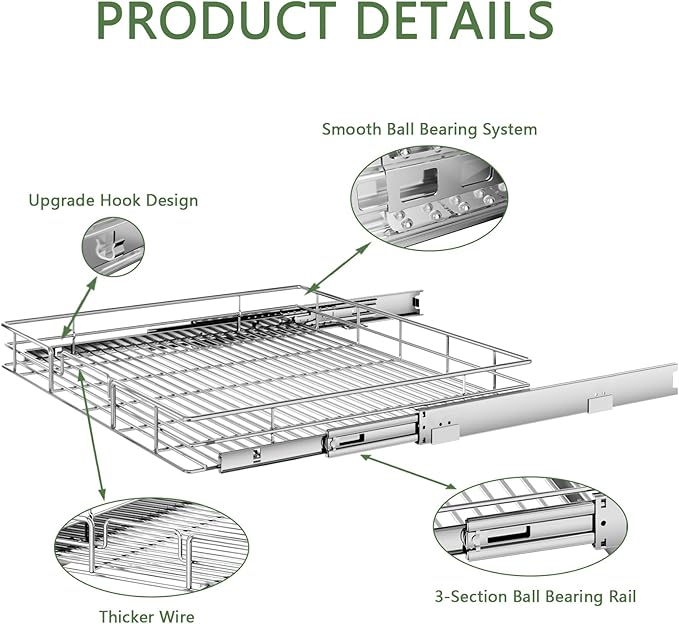 Pull Out Cabinet Organizer 30" W x 21½" D, Heavy Duty Cabinet Pull Out Shelves - Image 7