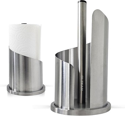 Stainless Steel Paper Towel Holder Countertop, Modern Spiral Cover Design by OLIXAN