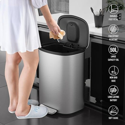 13 Gallon Stainless Steel Foot Pedal Large Trash Can - Image 7