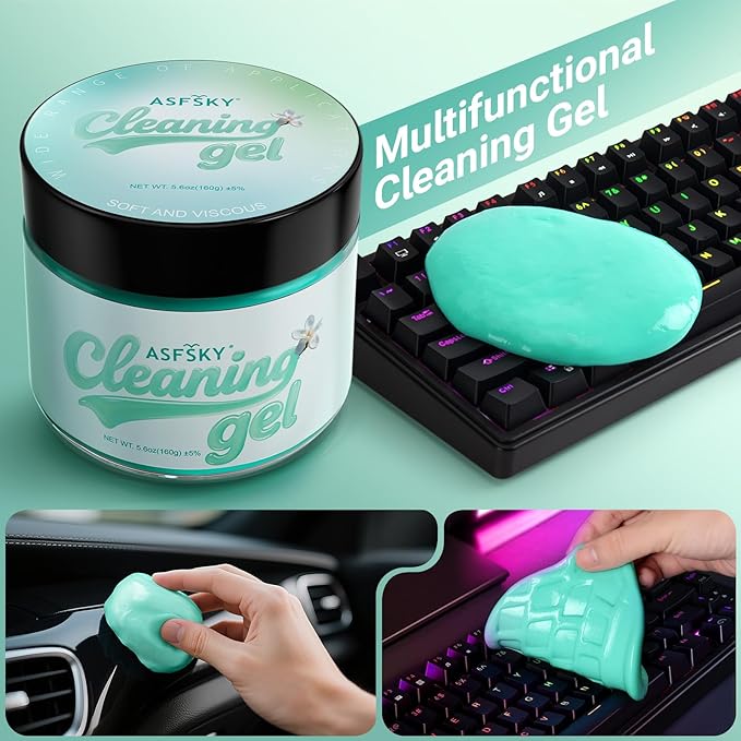 ASFSKY Car Cleaning Gel (Green,Magnolia) Cleaning Putty Universal Dust Cleaning Car Interior Cleaner Keyboard Dust Remover Car Slime Gifts for Men Women Girl（1 Pack）