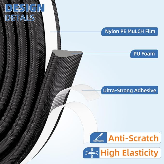 Wedge-Shape Window Weather Stripping Door Frame Seal Strip 2Pcs×196" Black - Image 3