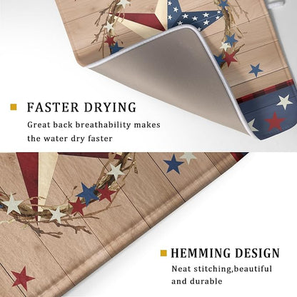 4th of July Dish Drying Mat for Kitchen Counter Patriotic Farmhouse Rustic - Image 3