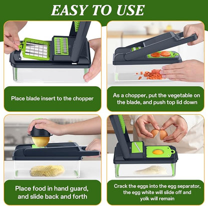 HomeHacks Vegetable Chopper Vegetable Cutter, 12 in 1 Kitchen Gadget, Onion - Image 6