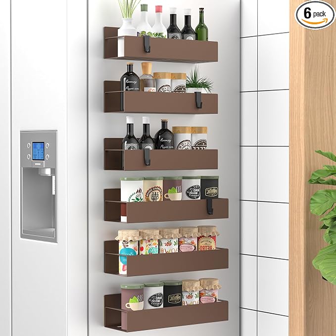 HuggieGems 6 Pack Magnetic Spice Storage Rack Organizer by HuggieGems