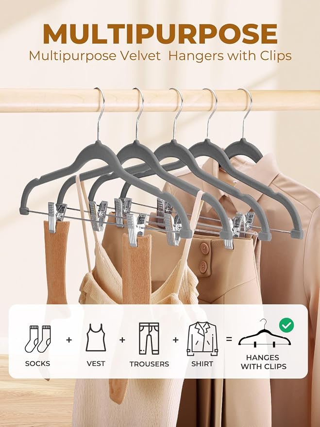 HOUSE DAY Velvet Skirt Hangers 12 Pack, Space Saving Slim Shorts Hanger - Image 2
