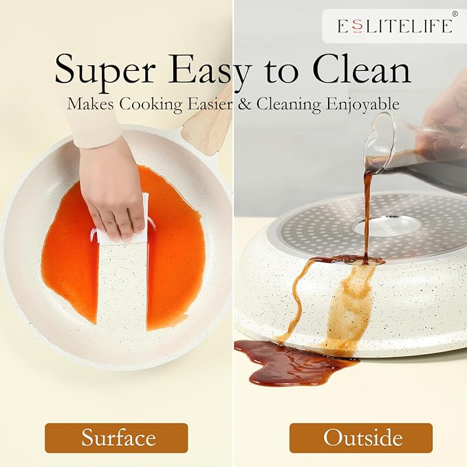 ESLITE LIFE Nonstick Ceramic Frying Pans Skillets Set - Image 6