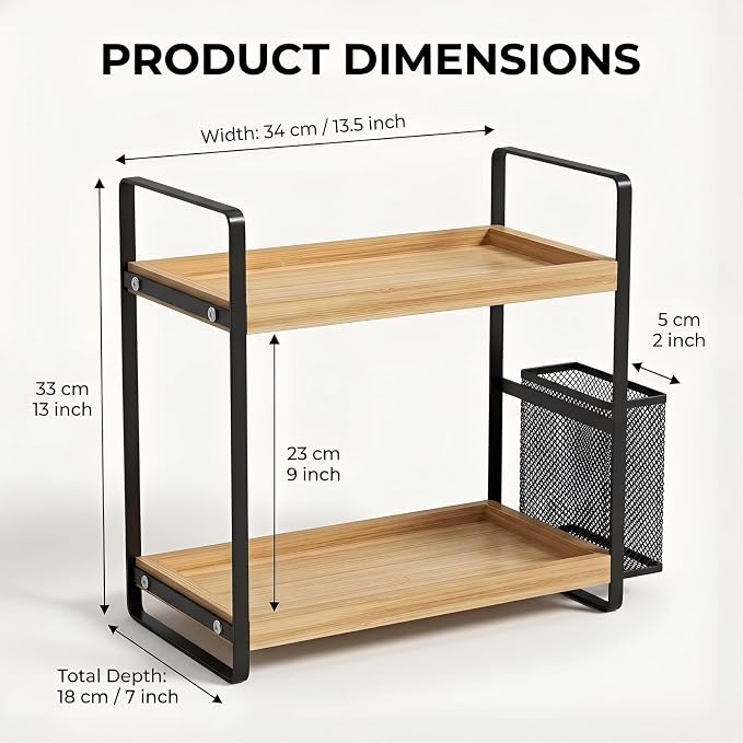 LEMIKKLE 2-Tier Wood Bathroom Counter Organizer - Image 2
