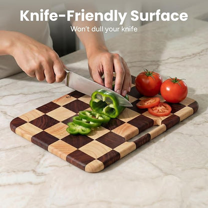SMIRLY Wooden Cutting Boards for Kitchen, Double-Sided Cutting Board - Image 7