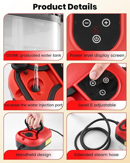 Saker Steam Cleaner for Home, 6-Level Adjustable Steamer for Cleaning, Portable - Image 3
