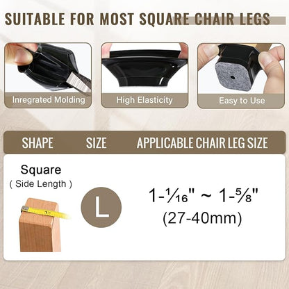 BUMACO Chair Leg Floor Protectors Square Chair Leg Protectors - Image 2
