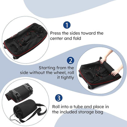 110L Expandable to 140L 32” Foldable Oxford Soft-Sided Rolling Duffle Bag with 2 Heavy-Duty Wheels,3 Large Compartments,Adjustable Shoulder Strap and Attached Organizer Pouch,Black Red