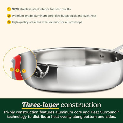 Cuisinart PureClad™ Triple Ply Stainless Steel 5.5 Qt. Saute Pan w/Cover - Image 4
