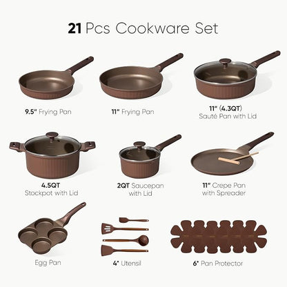 CAROTE Pots and Pans Set Non Stick, Cookware Sets Nonstick 21 pcs Kitchen Pot & - Image 2