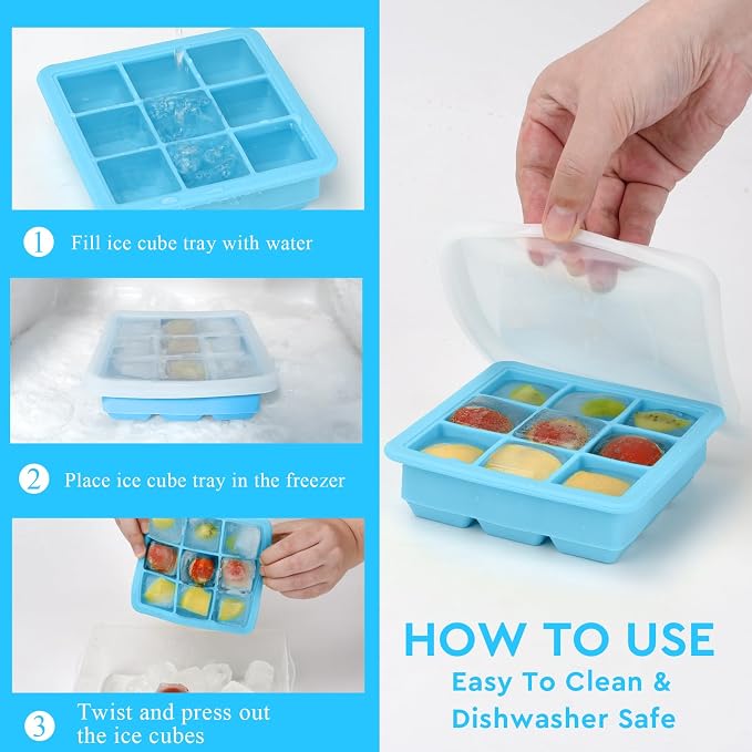Silicone Ice Cube Trays with Lid, 9x1.3 inch, Small Ice Cube Trays - Image 7