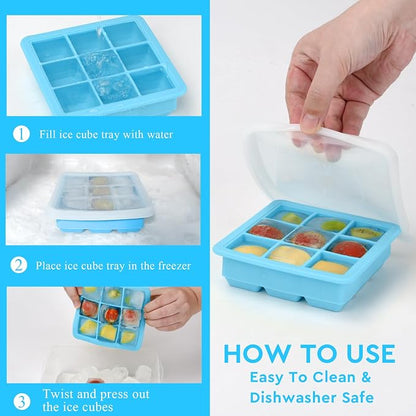 Silicone Ice Cube Trays with Lid, 9x1.3 inch, Small Ice Cube Trays - Image 7
