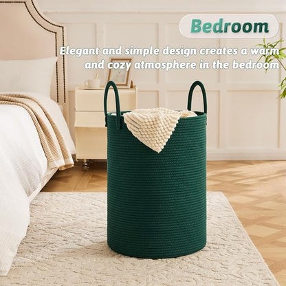 Laundry Basket, Woven Cotton Rope Laundry Hamper, 80L - Image 3