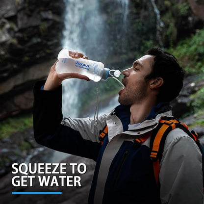 Water Filter Survival - 650ml Collapsible Water Bottle with Filter Squeeze Filter Bottle Befree or Peak Series for Hiking Backpacking Camping,with NSF/FDA Certification BPA-Free(White)