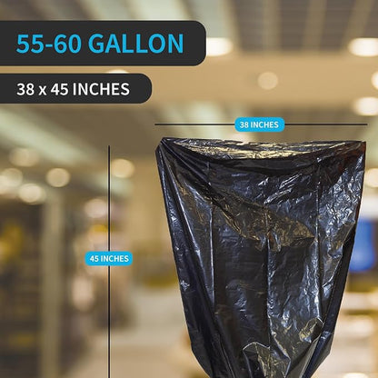 Industrial Grade 50 Count Black Trash Bags, 55-60 Gallon, 2.0 Mil, 36 x 58 - Image 2
