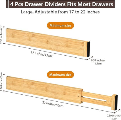 DUCOO 4 PCS Drawer Divider, Expandable Separators - Image 2