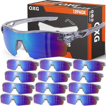 OXG 12 Pack Safety Glasses for Men Women, ANSI Z87.1 Safety Goggles Impact by OXG