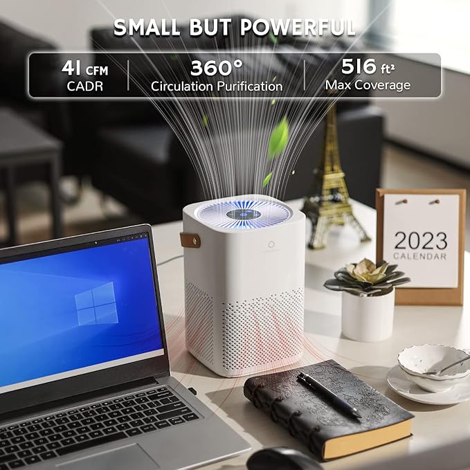 Airthereal ADH70 True HEPA Filter Air Purifier for Desktop, Bedroom and Car with Sleep Mode, Removes Allergies, Dust, Pollen, Smoke and Odor, Type-C USB power cable, Day Dawning, White (2-Pack)