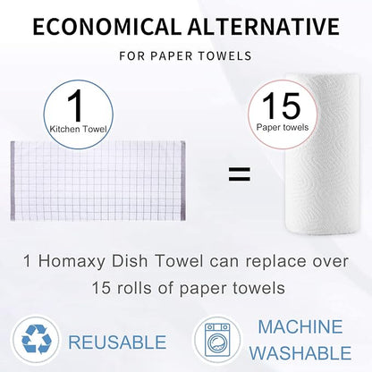 Homaxy 100% Cotton Terry Kitchen Towels, Checkered Designed, Soft and Super - Image 7