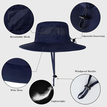 Sun Hat for Men/Women, UPF 50+ Fishing Hat,Waterproof Wide Brim Bucket Hat Foldable Boonie Hat for Hiking Garden Safari Beach