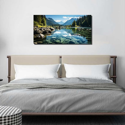GUGIKA Landscape Wall Art for Living Room, Mountain and Lake Wall-Decor for - Image 5
