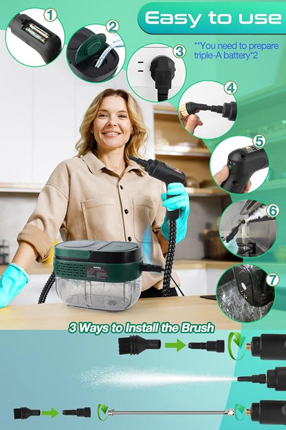 Handheld Steam Cleaner with Handle Control, 1.6L Large Water Tank, 3-Level - Image 6