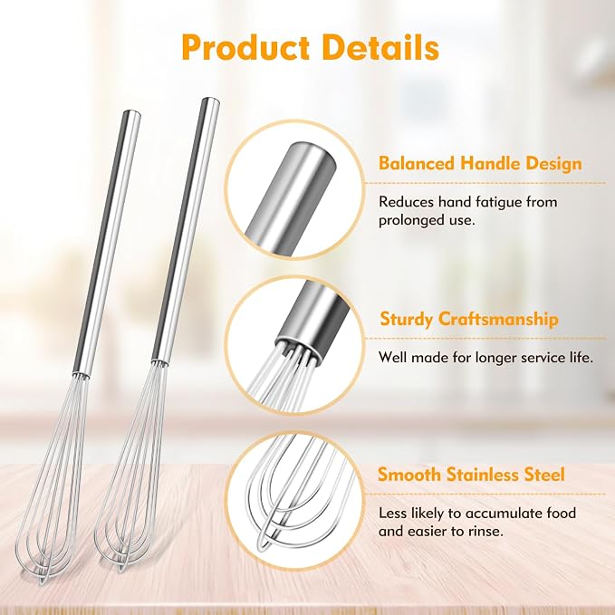 2 PCS Mini Whisk, Small Whisks for Cooking, Stainless Steel Mini Whisk Set - Image 5