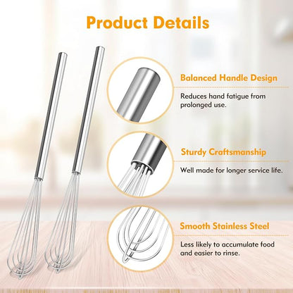 2 PCS Mini Whisk, Small Whisks for Cooking, Stainless Steel Mini Whisk Set - Image 5