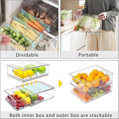 MineSign Stackable Fridge Drawer Pull-Out Bins - Image 4
